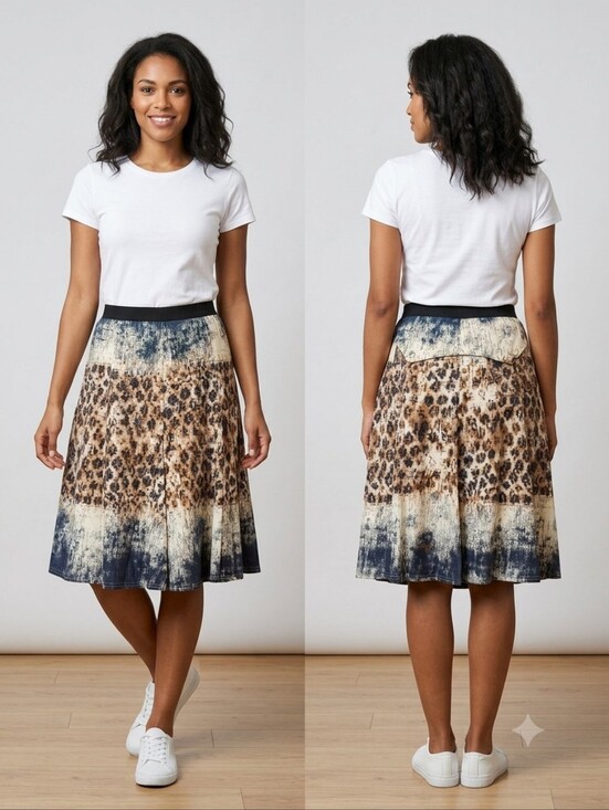 SPANNER Dresses & Skirts - SPANNER Leopard Print Abstract Cotton A-Line Skirt Size 10